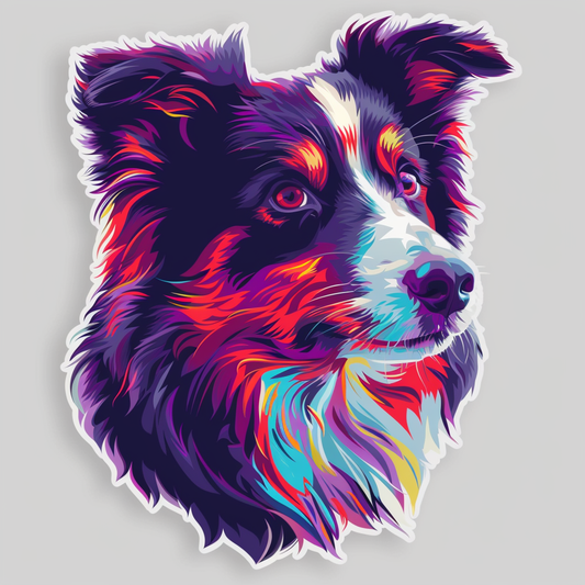 Border Collie Dog majestic Expressive surreal Vinyl Decal Sticker for Car, Laptop, Tumbler and more # F021805-4" x 4"