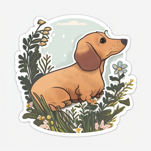 Cute kawaii Dachshund dog out in nature Vinyl Decal Sticker for Car, Laptop, Tumbler and more # F012753