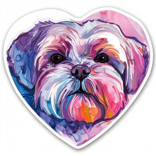 Adorable Shih Tzu Dog Expressive surreal Vinyl Decal Sticker for Car, Laptop, Tumbler and more # F018228
