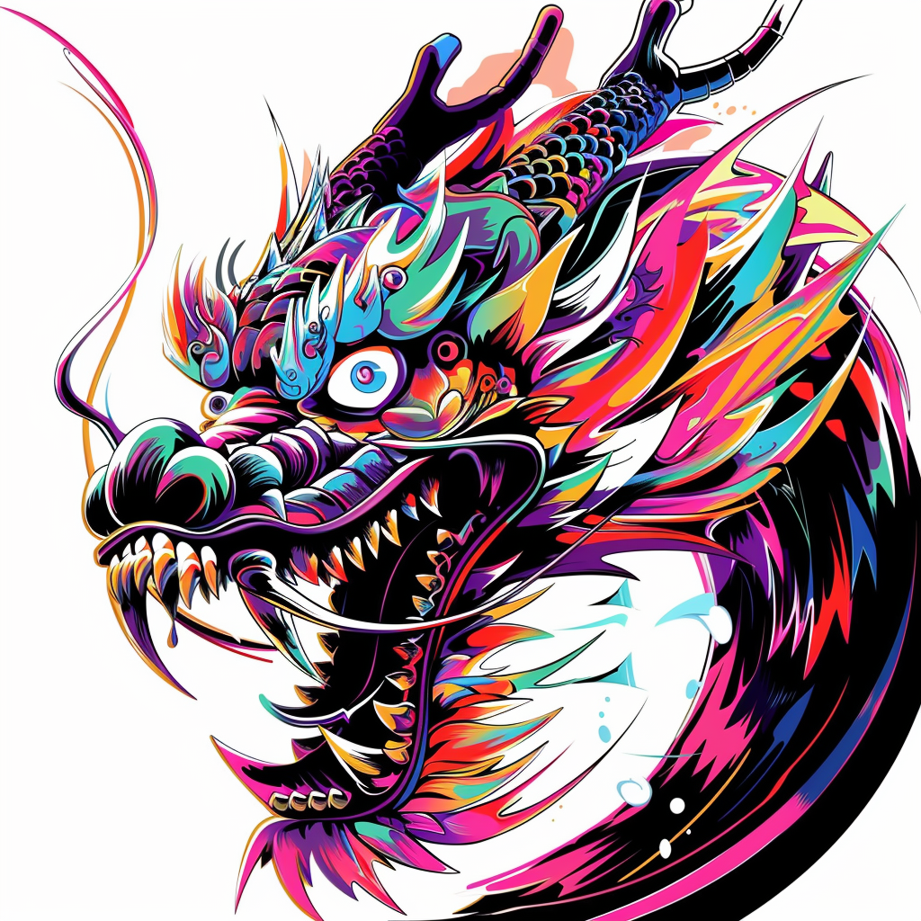 Dragon cyber punk majestic Expressive surreal Vinyl Decal Sticker for Car, Laptop, Tumbler and more # F019063-4" x 4"