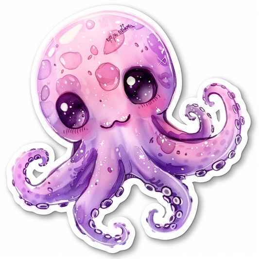 Adorable Octopus with chubby cheeks Expressive surreal Vinyl Decal Sticker for Car, Laptop, Tumbler and more # F015977