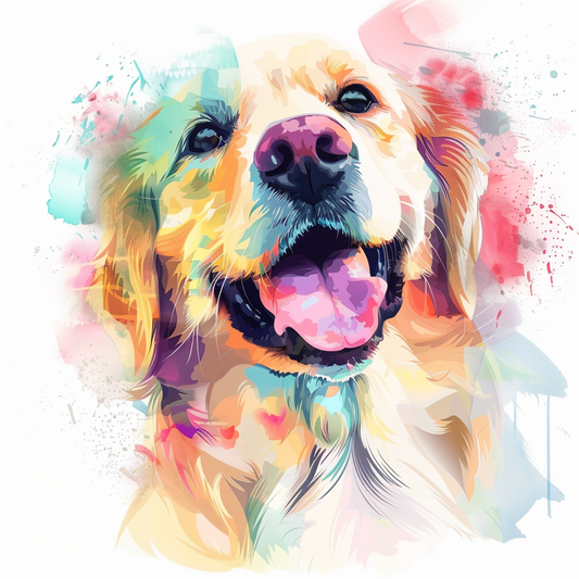 Golden Retriever Expressive surreal Vinyl Decal Sticker for Car, Laptop, Tumbler and more # F020390-4" x 4"