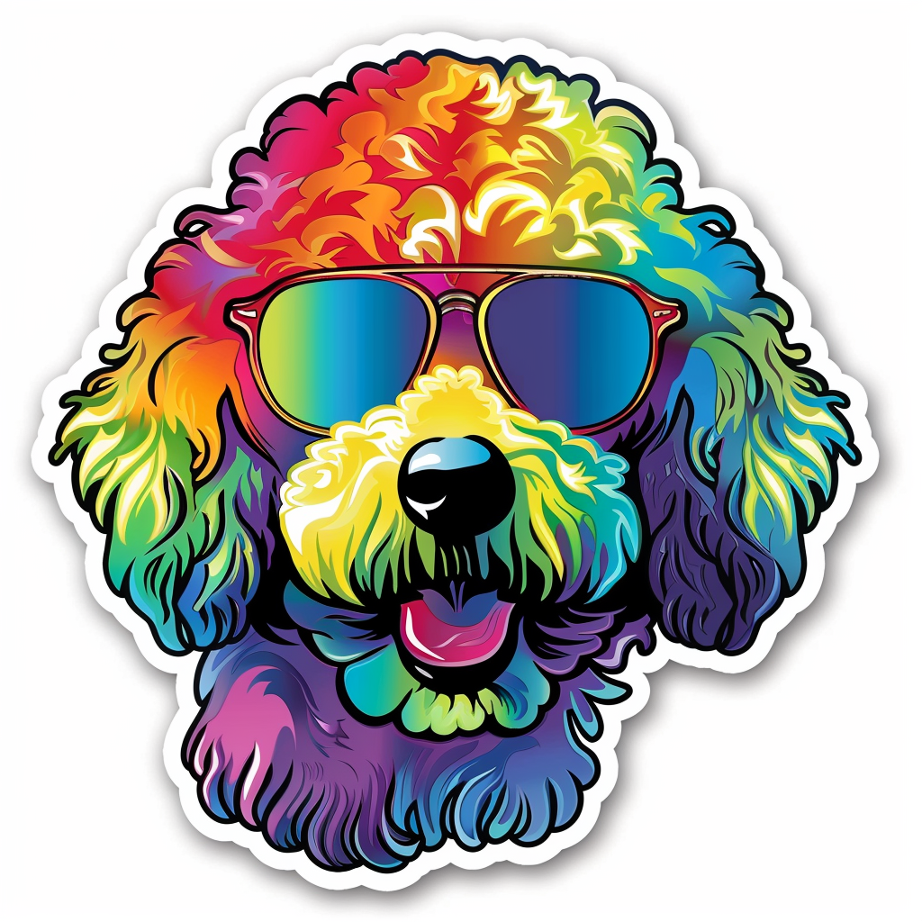 Poodle Dog wearing sunglasses Vinyl Decal Sticker for Car, Laptop, Tumbler and more # F012452