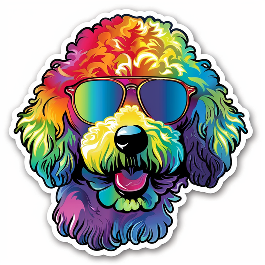 Poodle Dog wearing sunglasses Vinyl Decal Sticker for Car, Laptop, Tumbler and more # F012452