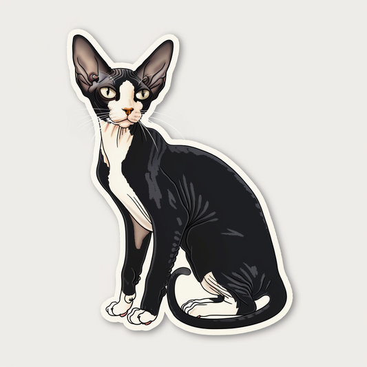 Adorable Cornish Rex Cat Expressive surreal Vinyl Decal Sticker for Car, Laptop, Tumbler and more # F021467-4" x 4"