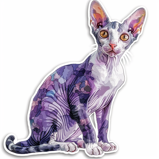 Adorable Cornish Rex Cat Expressive surreal Vinyl Decal Sticker for Car, Laptop, Tumbler and more # F021536-4" x 4"