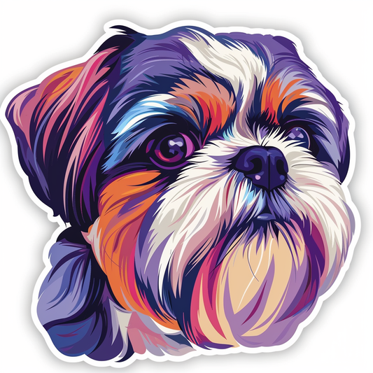Adorable Shih Tzu Dog Expressive surreal Vinyl Decal Sticker for Car, Laptop, Tumbler and more # F018487