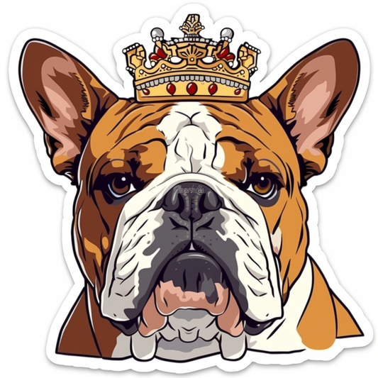 Bulldog Dog crowned majestic Expressive surreal Vinyl Decal Sticker for Car, Laptop, Tumbler and more # F017304