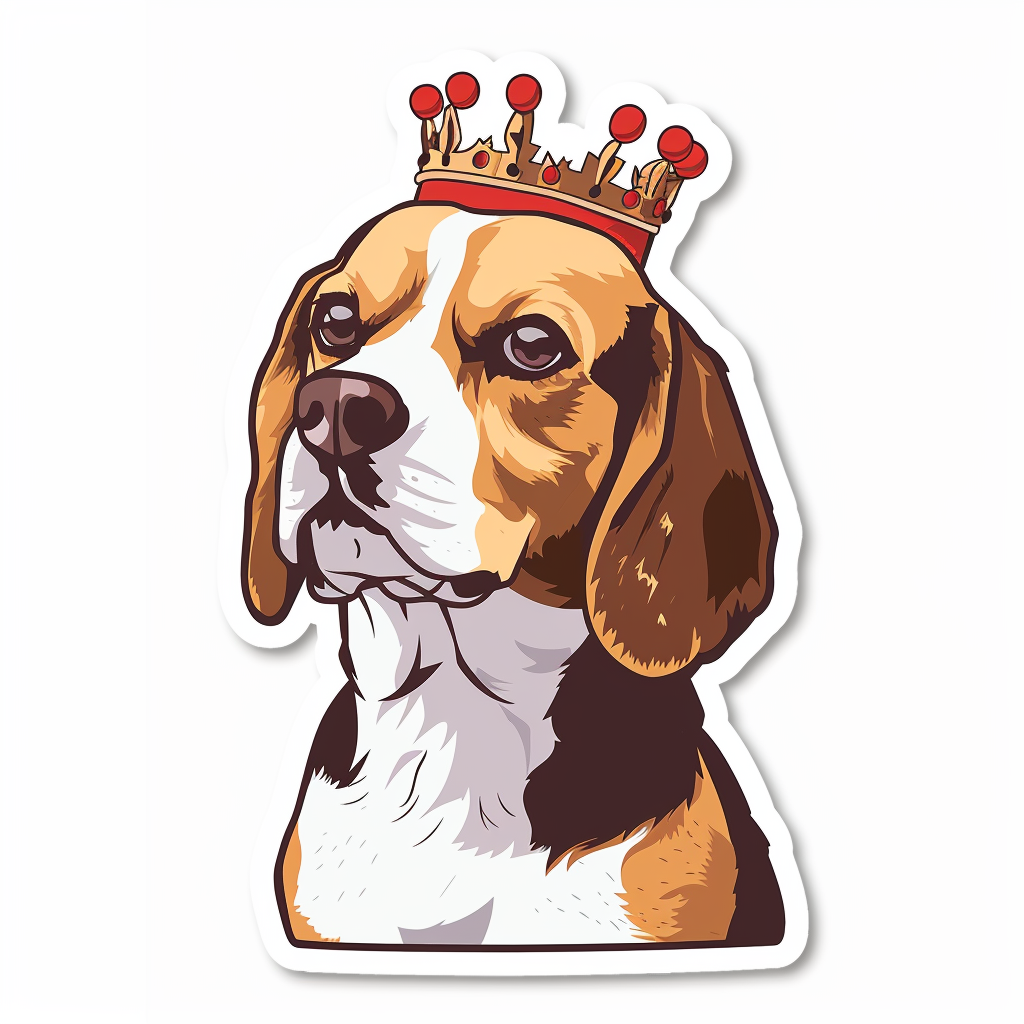 Beagle dog crowned Vinyl Decal Sticker for Car, Laptop, Tumbler and more # F012067