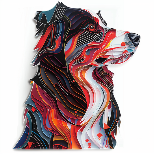 Border Collie Dog majestic Expressive surreal Vinyl Decal Sticker for Car, Laptop, Tumbler and more # F021789-4" x 4"