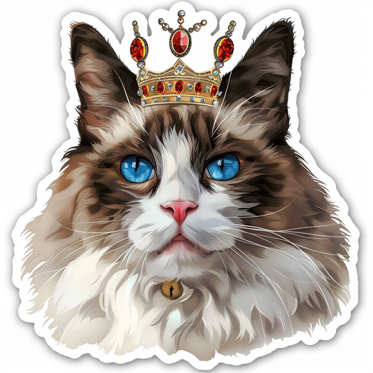 Ragdoll Cat crowned Vinyl Decal Sticker for Car, Laptop, Tumbler and more # F010227