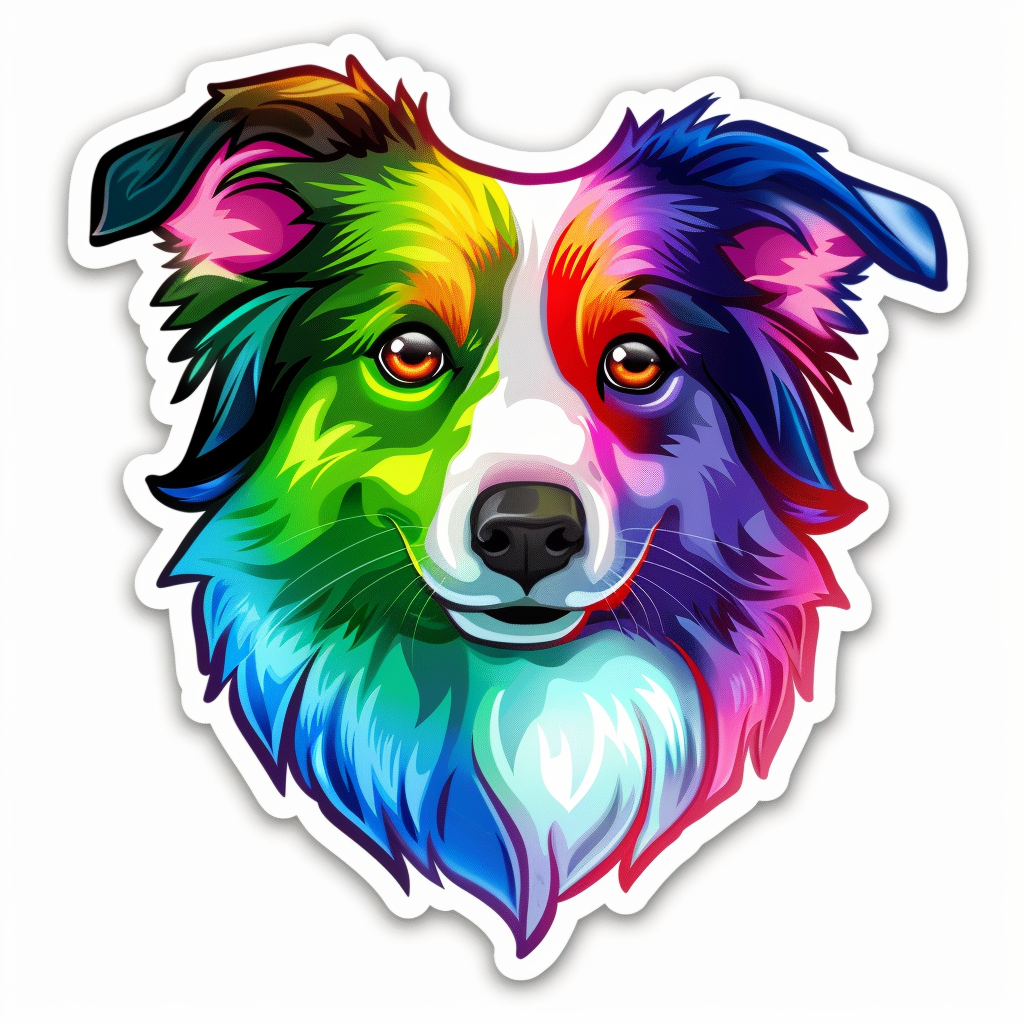 Sticker of a Border Collie Dog majestic Expressive surreal Vinyl Decal Sticker for Car, Laptop, Tumbler and more # F021909