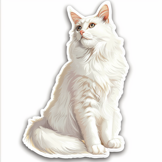 Adorable Turkish Angora Cat  Vinyl Decal Sticker for Car, Laptop, Tumbler and more # F020957-4" x 4"