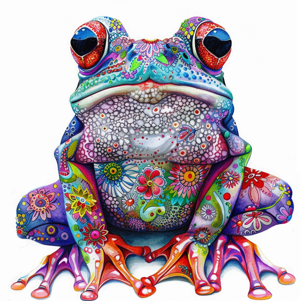 Sticker of a Frog floral majestic Expressive surreal Vinyl Decal Sticker for Car, Laptop, Tumbler and more # F015909