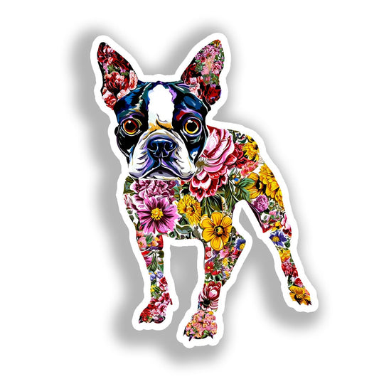 Boston Terrier Dog Vinyl Decal Sticker for Car, Laptop, Tumbler and more # A018996-4" x 4"