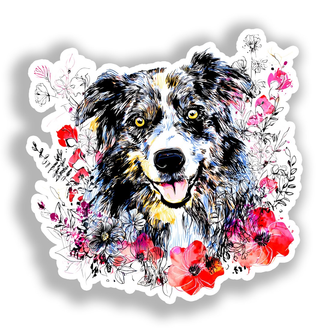 Australian Shepherd Dog Vinyl Decal Sticker for Car, Laptop, Tumbler and more # A018731-4" x 4"