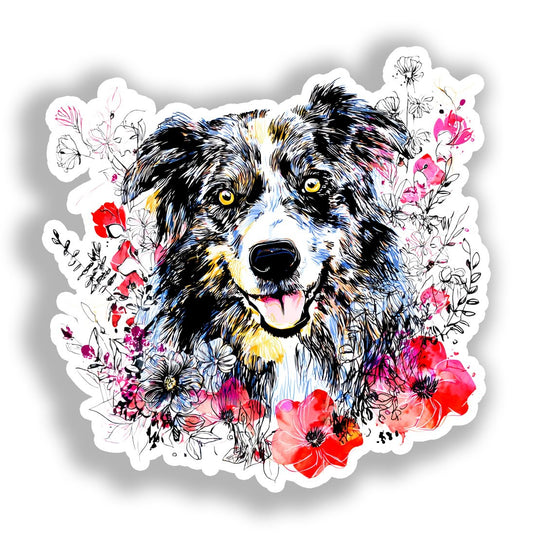 Australian Shepherd Dog Vinyl Decal Sticker for Car, Laptop, Tumbler and more # A018731-4" x 4"