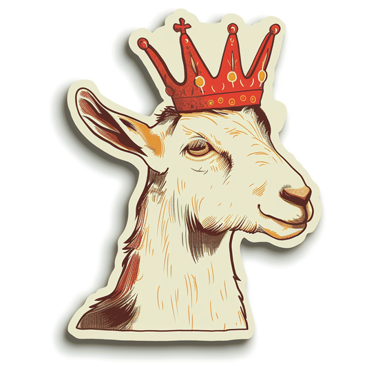 Goat Crowned majestic Expressive surreal Vinyl Decal Sticker for Car, Laptop, Tumbler and more # F020546-4" x 4"