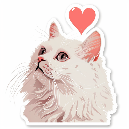 Adorable Turkish Angora Cat  Vinyl Decal Sticker for Car, Laptop, Tumbler and more # F020965-4" x 4"