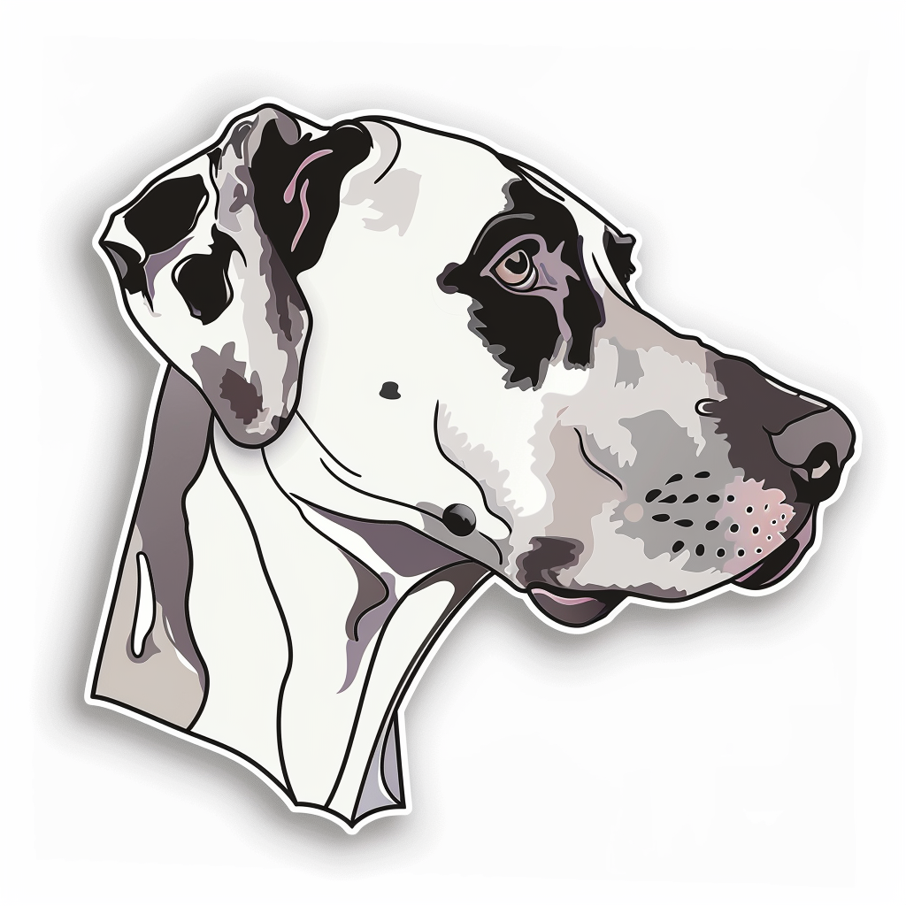 Adorable Great Dane Dog Expressive surreal Vinyl Decal Sticker for Car, Laptop, Tumbler and more # F017741