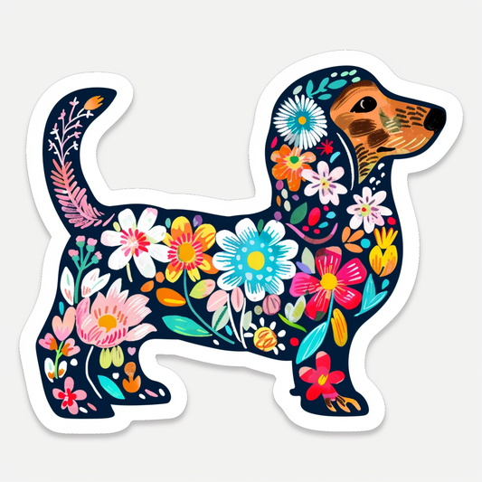 Dachshund Dog floral Vinyl Decal Sticker for Car, Laptop, Tumbler and more # F013171