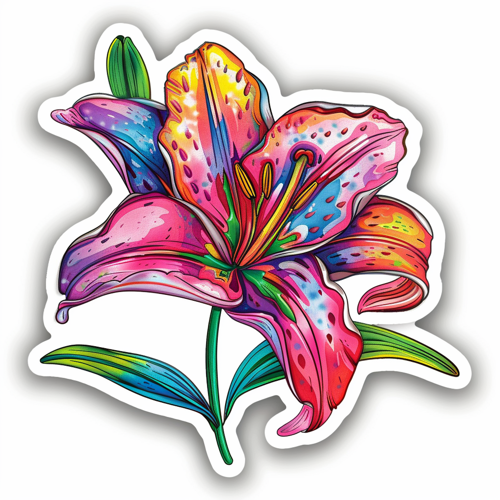 Lily flower majestic Expressive surreal Vinyl Decal Sticker for Car, Laptop, Tumbler and more # F023247
