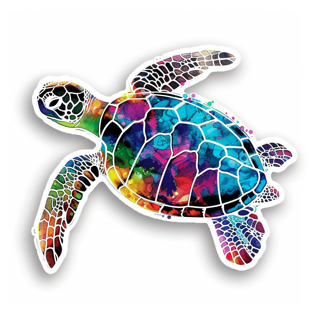 Sticker of a turtle majestic Expressive surreal Vinyl Decal Sticker for Car, Laptop, Tumbler and more # F022030
