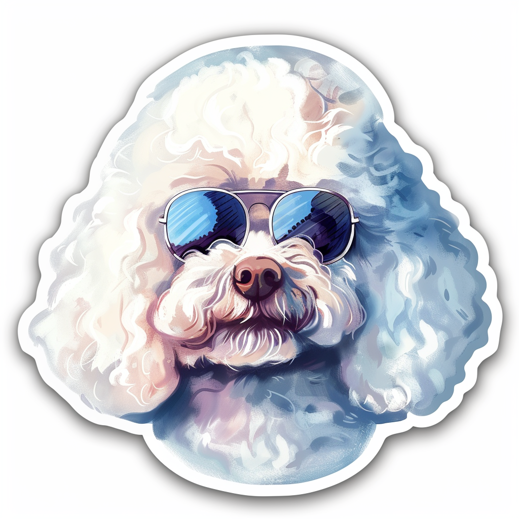 Poodle Dog wearing sunglasses Vinyl Decal Sticker for Car, Laptop, Tumbler and more # F012460