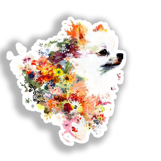 Pomeranian Dog Vinyl Decal Sticker for Car, Laptop, Tumbler and more # A017290-4" x 4"