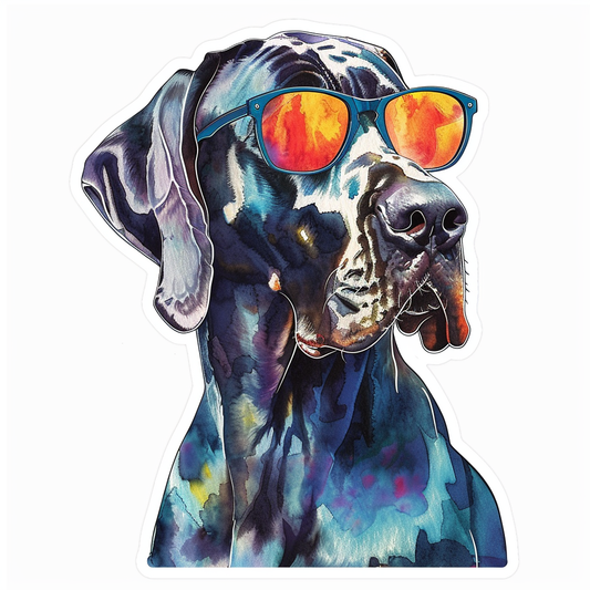 Adorable Great Dane Dog Expressive surreal Vinyl Decal Sticker for Car, Laptop, Tumbler and more # F018096