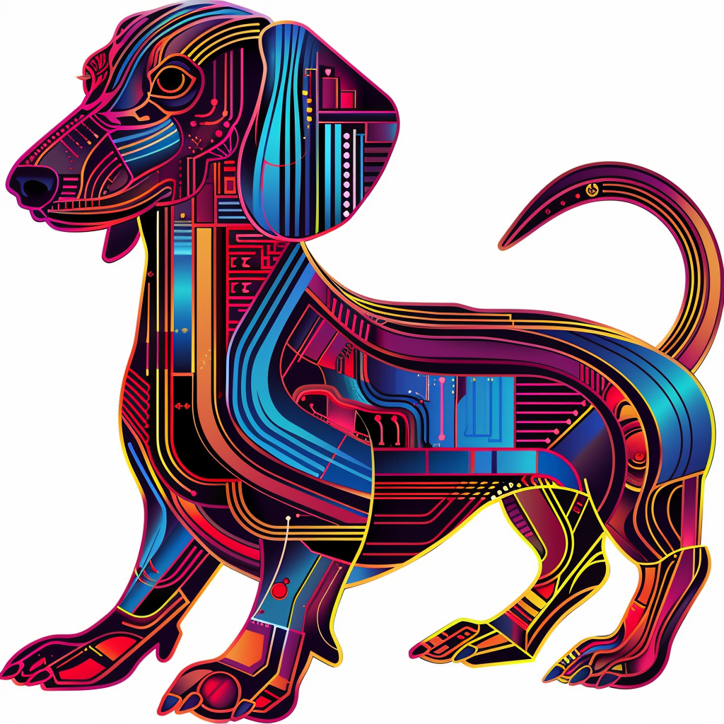 Dachshund Dog cyber punk Vinyl Decal Sticker for Car, Laptop, Tumbler and more # F012863