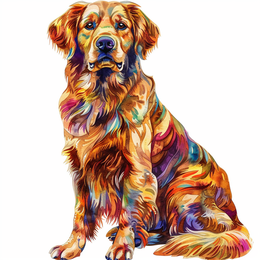 Golden Retriever Expressive surreal Vinyl Decal Sticker for Car, Laptop, Tumbler and more # F020394-4" x 4"
