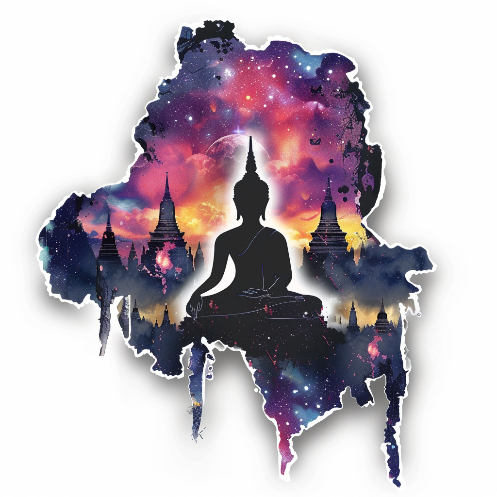 Buddha galaxy majestic Expressive surreal Vinyl Decal Sticker for Car, Laptop, Tumbler and more # F017117