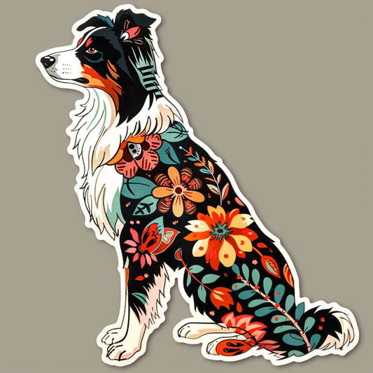 Border Collie Dog majestic Expressive surreal Vinyl Decal Sticker for Car, Laptop, Tumbler and more # F021817-4" x 4"
