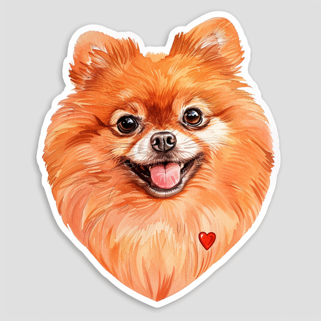 Sticker of a Pomeranian Dog majestic Expressive surreal Heartcore Vinyl Decal Sticker for Car, Laptop, Tumbler and more # F014137