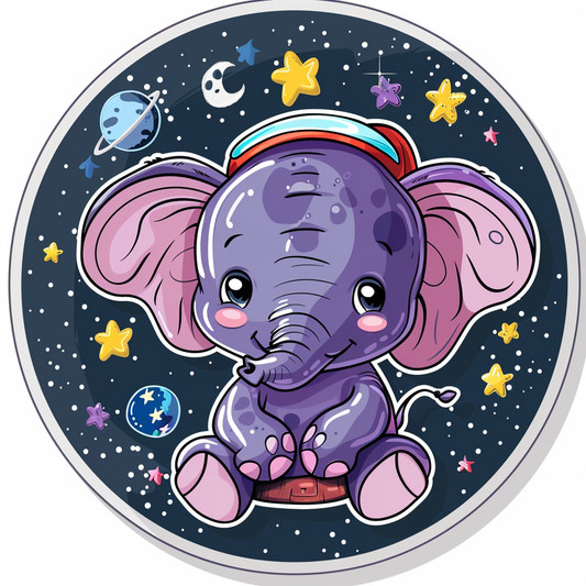 Elephant Expressive surreal Vinyl Decal Sticker for Car, Laptop, Tumbler and more # F022368-4" x 4"