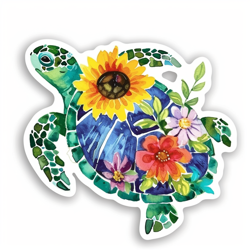 Sticker of a turtle majestic Expressive surreal Vinyl Decal Sticker for Car, Laptop, Tumbler and more # F022076