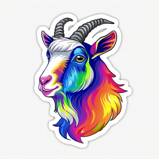 Goat majestic Expressive surreal Vinyl Decal Sticker for Car, Laptop, Tumbler and more # F020661-4" x 4"