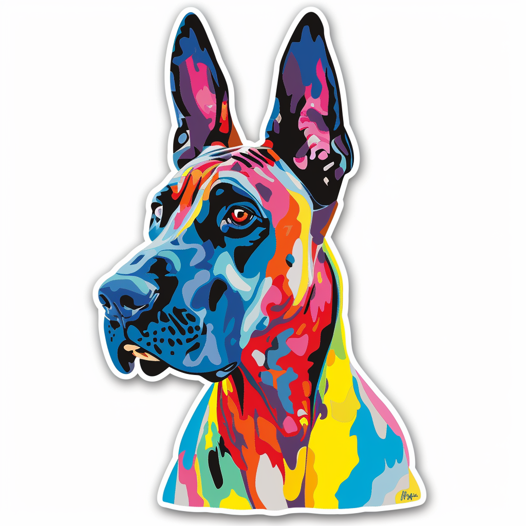 Great Dane Dog Expressive surreal Vinyl Decal Sticker for Car, Laptop, Tumbler and more # F022745