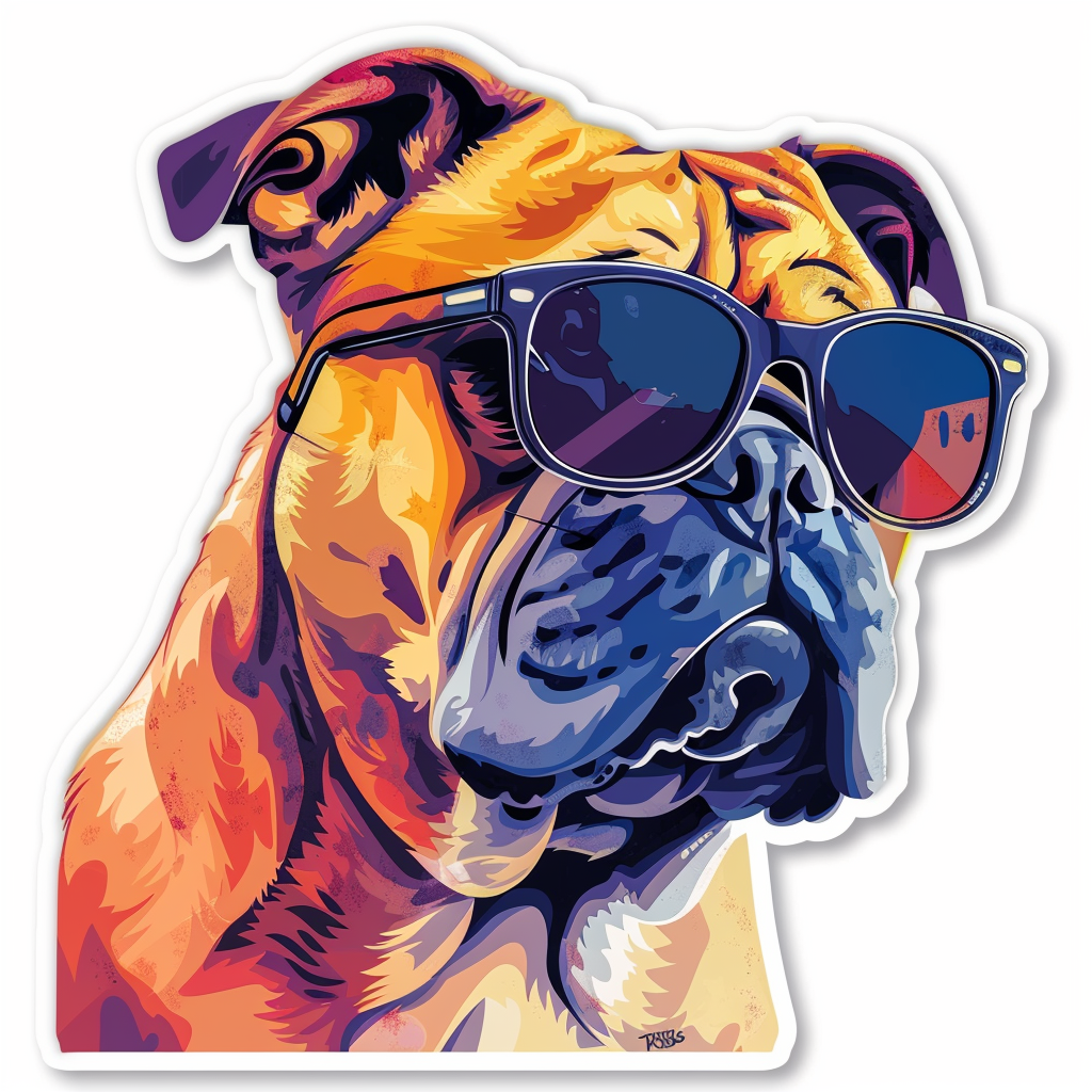 Bulldog Dog majestic Expressive surreal Vinyl Decal Sticker for Car, Laptop, Tumbler and more # F017415