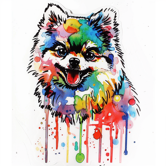 Sticker of a Pomeranian Dog majestic Expressive surreal Vinyl Decal Sticker for Car, Laptop, Tumbler and more # F013792