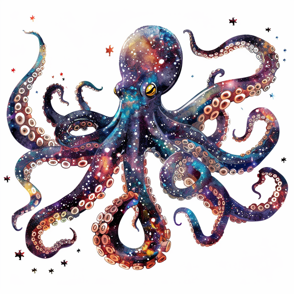 Sticker of a Octopus galaxy majestic Expressive surreal Vinyl Decal Sticker for Car, Laptop, Tumbler and more # F015591