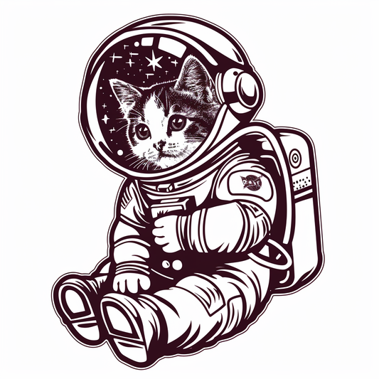 American Shorthair Cat astronaut Expressive surreal Vinyl Decal Sticker for Car, Laptop, Tumbler and more # F019783-4" x 4"