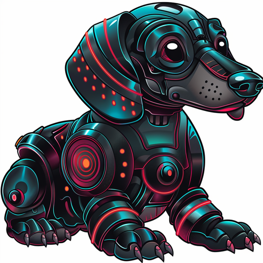 Dachshund Dog cyber punk Vinyl Decal Sticker for Car, Laptop, Tumbler and more # F012868