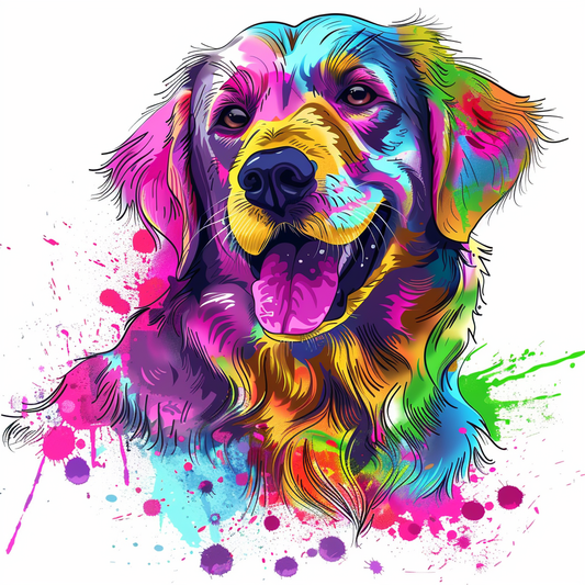 Golden Retriever Expressive surreal Vinyl Decal Sticker for Car, Laptop, Tumbler and more # F020380-4" x 4"