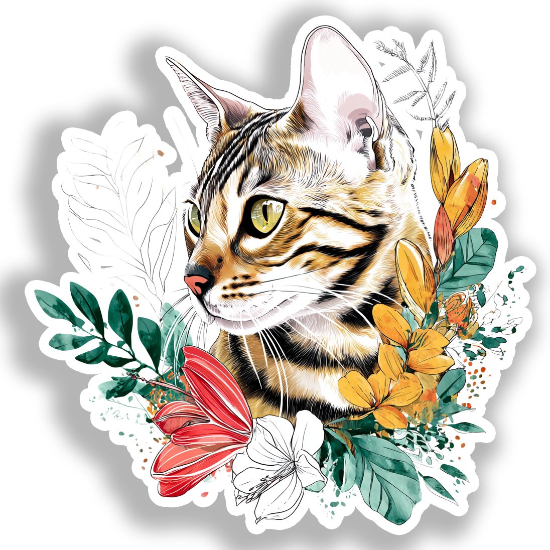 Bengal Cat Vinyl Decal Sticker for Car, Laptop, Tumbler and more # A018617-4" x 4"