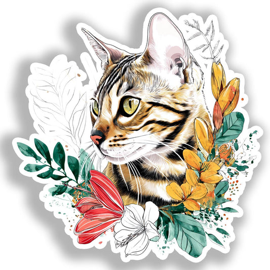 Bengal Cat Vinyl Decal Sticker for Car, Laptop, Tumbler and more # A018617-4" x 4"