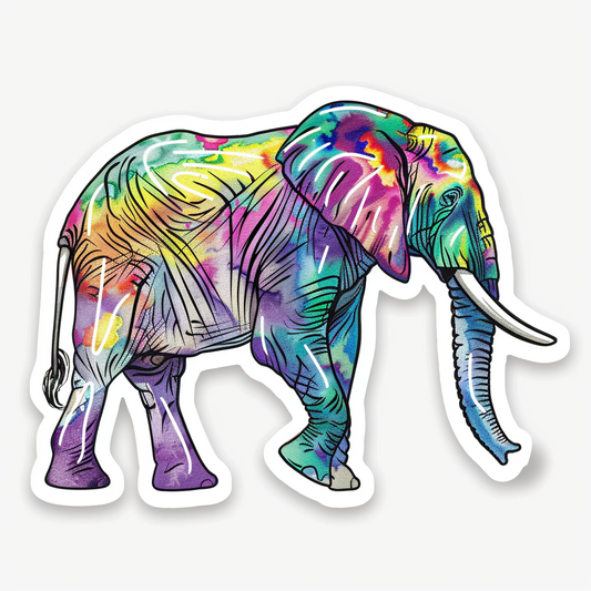 Elephant Expressive surreal Vinyl Decal Sticker for Car, Laptop, Tumbler and more # F022224-4" x 4"