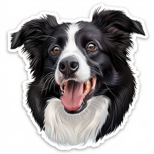 Border Collie Dog majestic Expressive surreal Vinyl Decal Sticker for Car, Laptop, Tumbler and more # F021738-4" x 4"