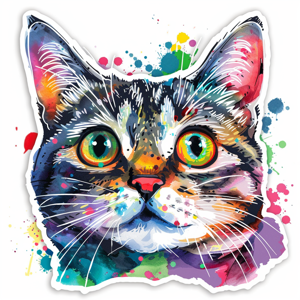 American Shorthair Cat majestic Expressive surreal Vinyl Decal Sticker for Car, Laptop, Tumbler and more # F019859-4" x 4"